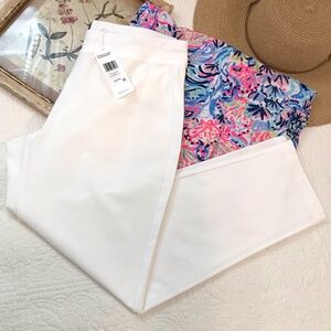 Eileen Fisher High Waist Slim Ankle Pants White Crepe NWT